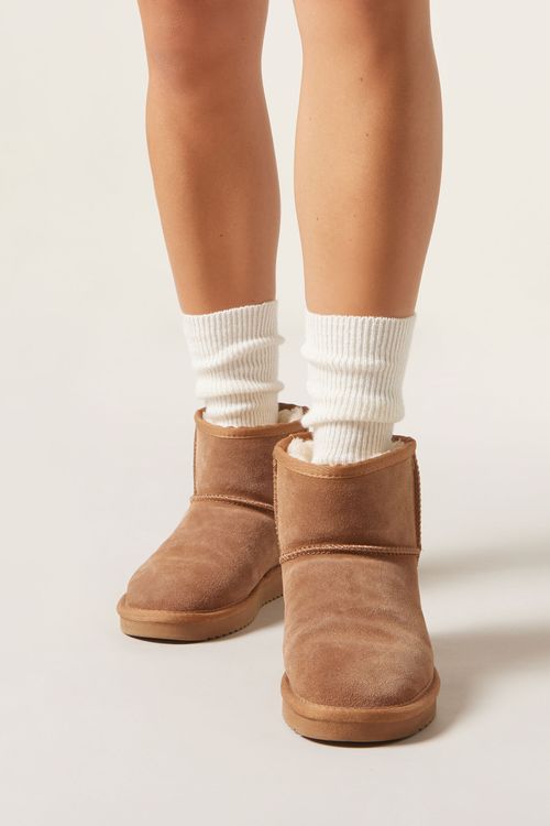 Meia Curta Com Cashmere e Glitter - Off-White