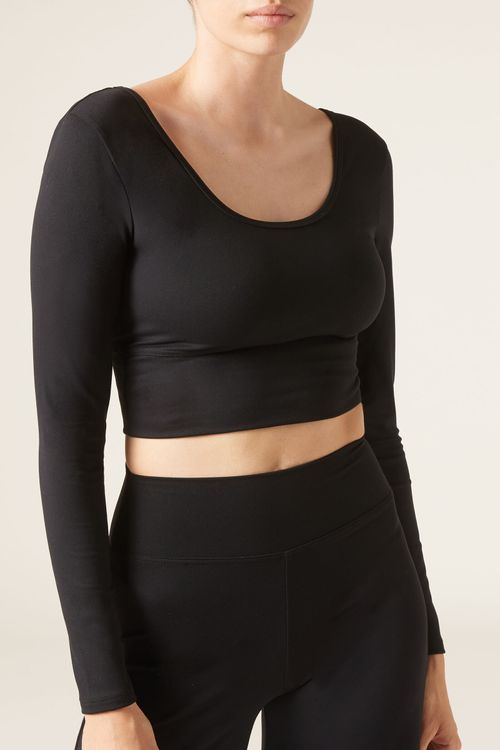 Blusa De Manga Comprida Soft Touch - Preto