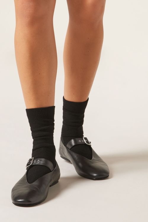 Meia Curta Com Cashmere - Preto