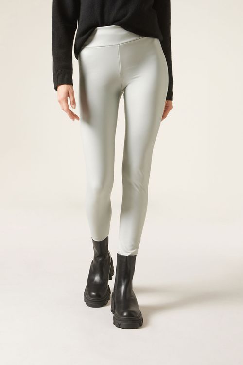 Calça Skinny Térmica Efeito Couro - Branco