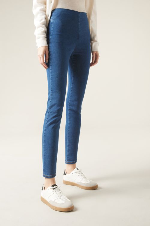 Calça Jeans Skinny Com Cintura Alta - Azul