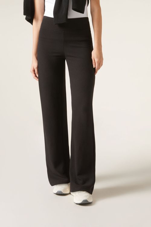 Calça Pantalona Com Cashmere - Preto