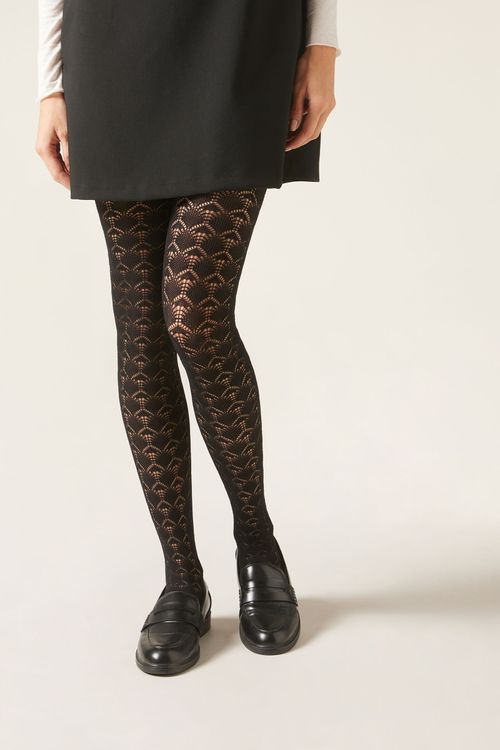 Meia-Calça Opaca Fio 100 Perfurada - Preto