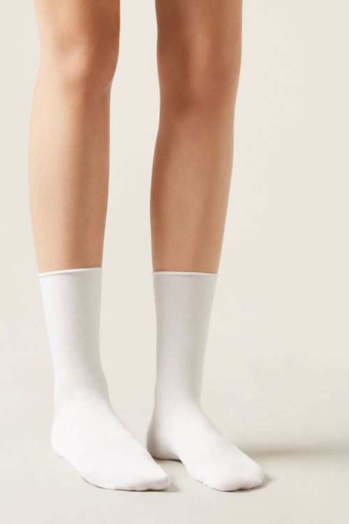 Meia Curta Com Cashmere - Branco