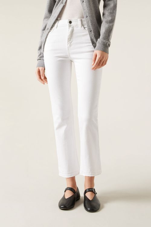 Calça Jeans Cropped Flare - Branco