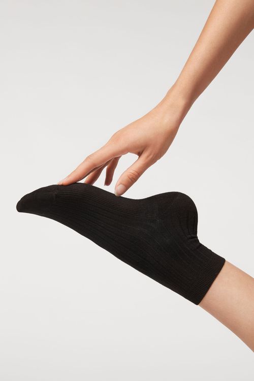 Meia Curta Com Cashmere - Preto