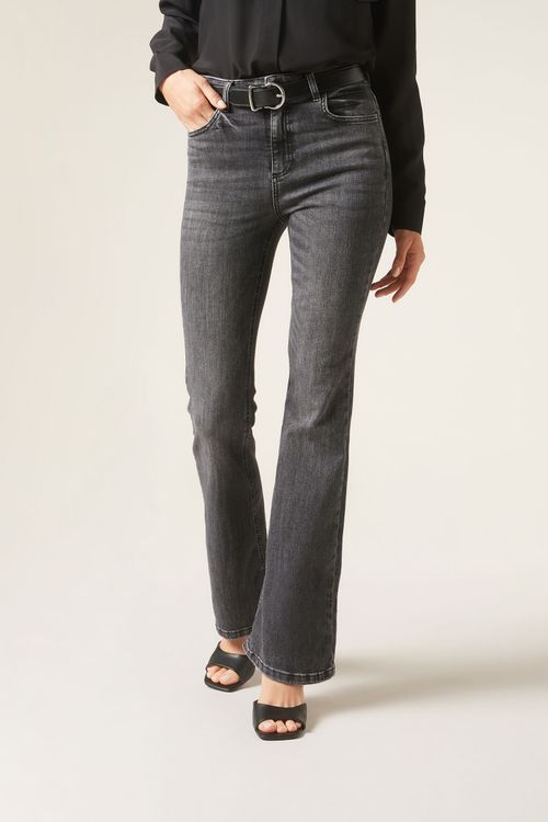 Calça Jeans Flare - Cinza