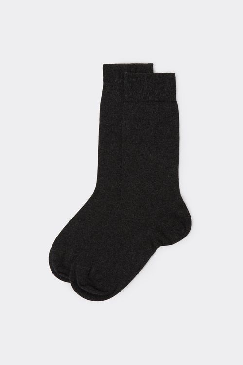 Meia Curta Com Cashmere Masculina - Cinza