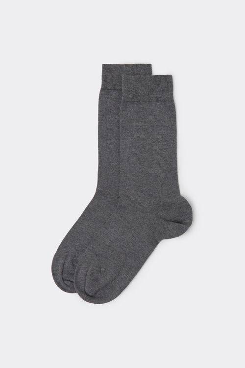 Meia Curta Com Cashmere Masculina - Cinza