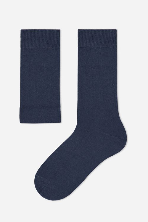 Meia Curta Com Cashmere Masculina - Azul