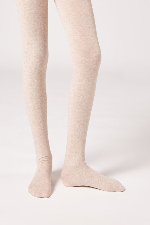 Meia-Calça Em Algodão Eco Infantil - Bege