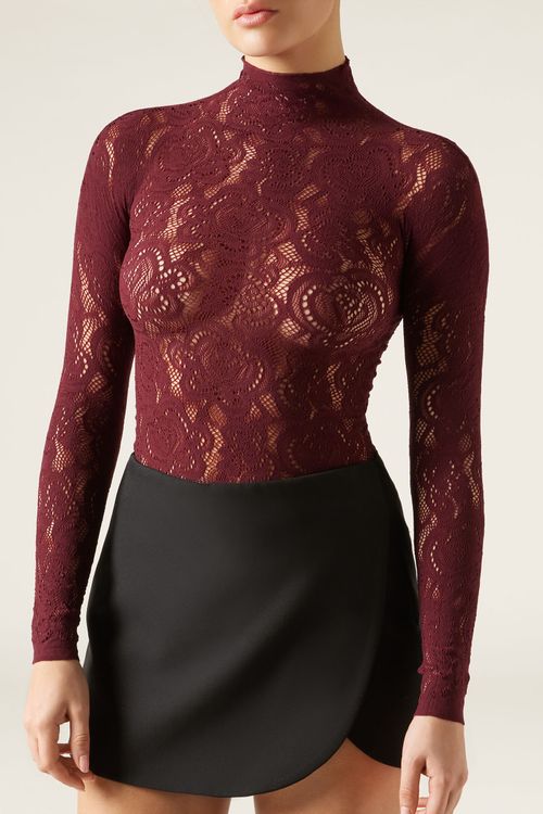 Blusa Em Renda - Bordô