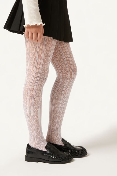 Meia-Calça Arrastão Infantil - Branco