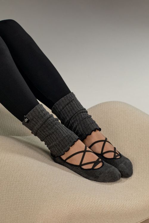 Meia De Pilates Antiderrapante Com Polaina - Cinza